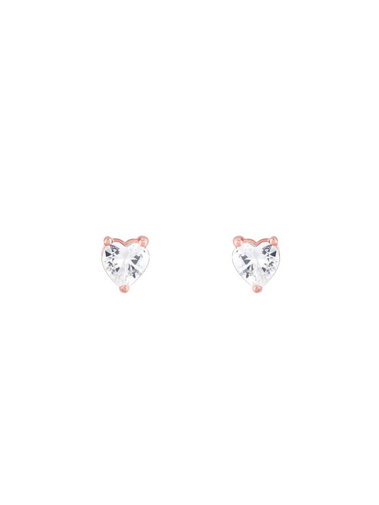 Giva 925 Sterling Silver Rose Gold Solitaire Heart Studs