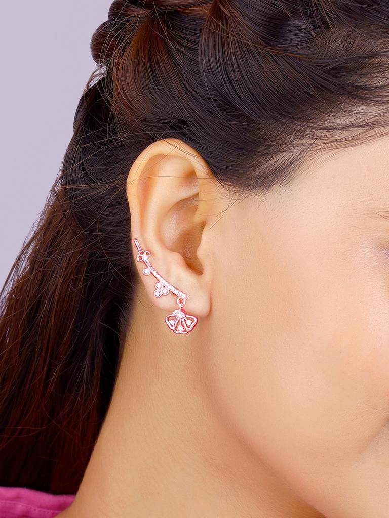 Giva 925 Sterling Silver Bhumi Rose Gold Climbing Eyebright Ear Cuffs