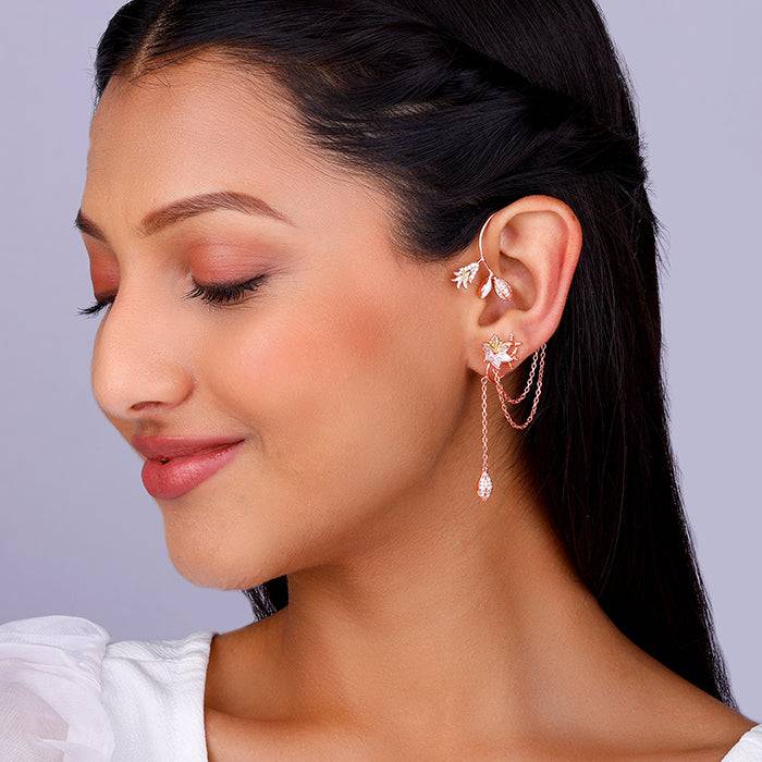 Giva 925 Silver Bhumi Rose Gold And Golden Dazzling Musli Ear Cuffs : ER02504