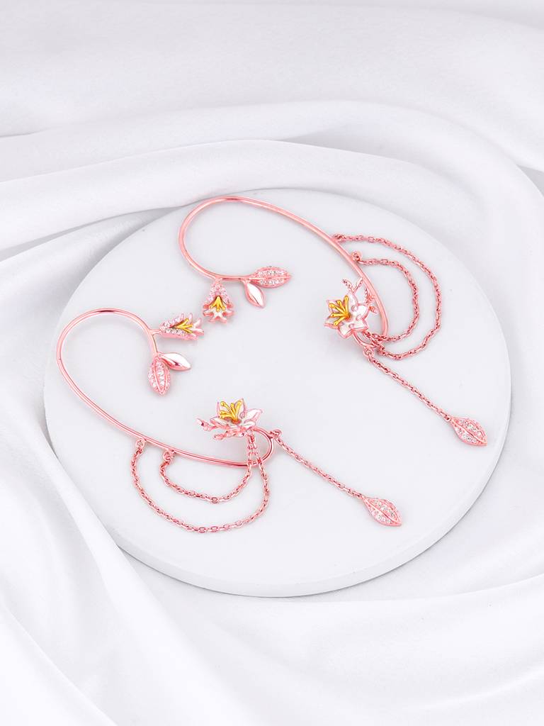 Giva 925 Silver Bhumi Rose Gold And Golden Dazzling Musli Ear Cuffs : ER02504
