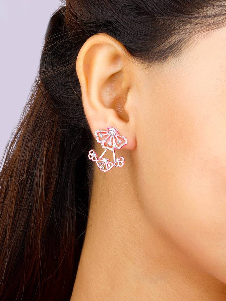 Giva 925 Sterling Silver Bhumi Rose Gold Eyebright Convertible Earring