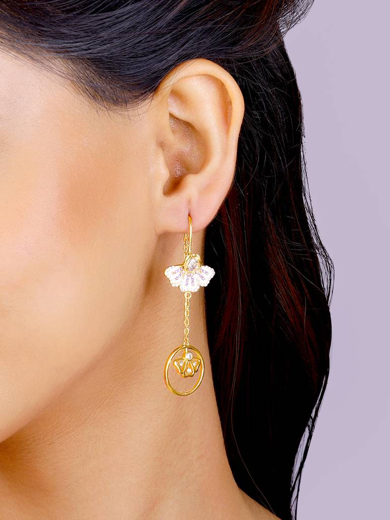 Giva 925 Sterling Silver Bhumi Rose Gold Elegant Eyebright Sui Dhaga Earring