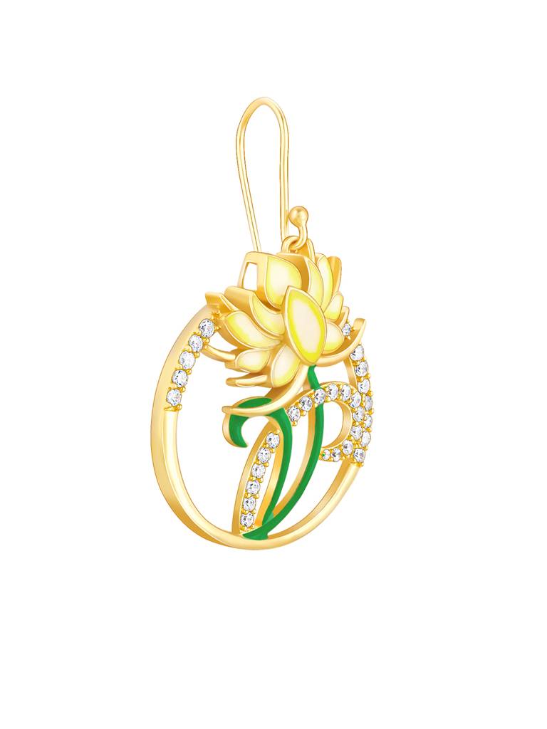 Giva 925 Sterling Silver Bhumi Golden Brilliant Brahma Kamal Earrings