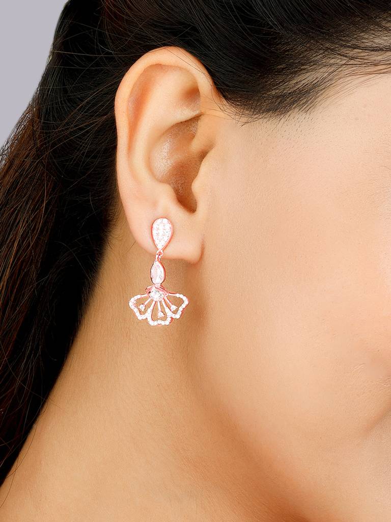 Giva 925 Sterling Silver Bhumi Rose Gold Crowning Eyebright Danglers
