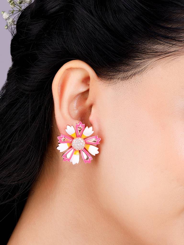 Giva 925 Sterling Silver Bhumi Rose Gold Layered Mountain Ebony Studs
