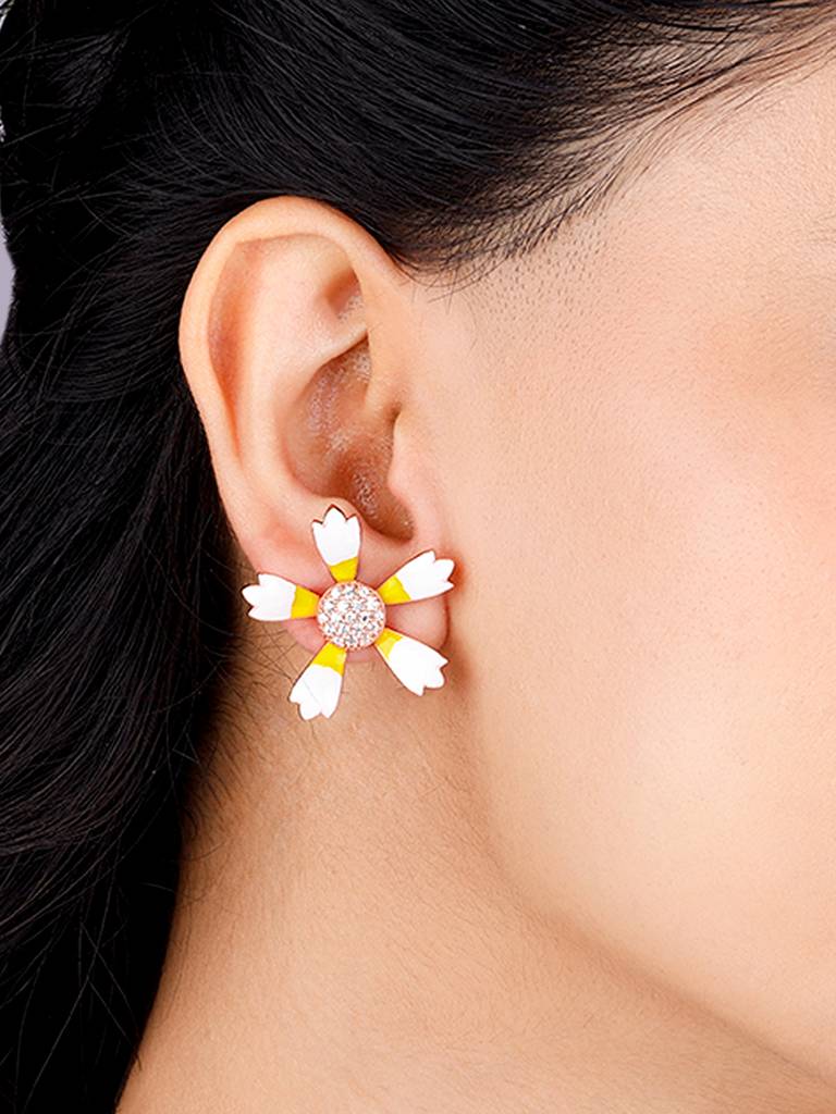 Giva 925 Sterling Silver Bhumi Rose Gold Layered Mountain Ebony Studs