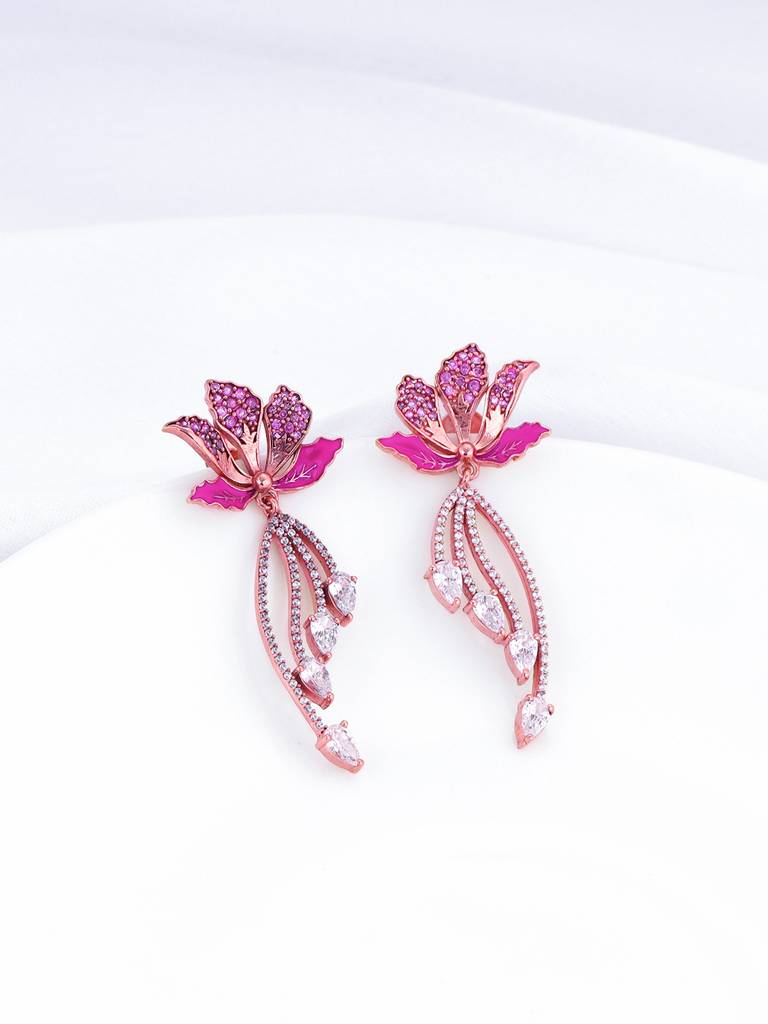 Giva 925 Silver Bhumi Rose Gold Ebony Moment Earrings : ER02516