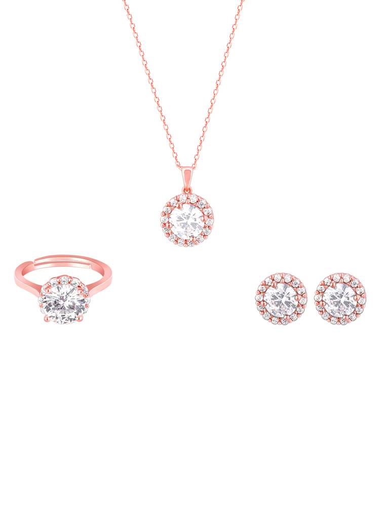 925 Silver Rose Gold Eve Beauty Set For Women And Girls : ER02518PD02276R0118
