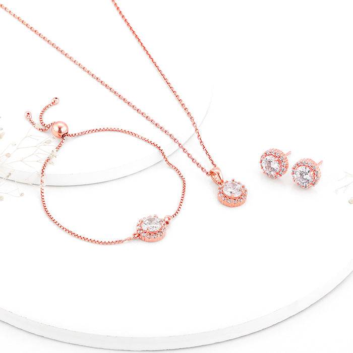 Giva 925 Sterling Silver Rose Gold Eve Beauty Set Of Three| Gifts For Women And Girls | Wi : ER02518PD02276BR0916