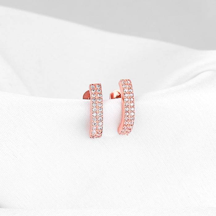 Giva 925 Silver Rose Gold Slender Earrings : ER02519