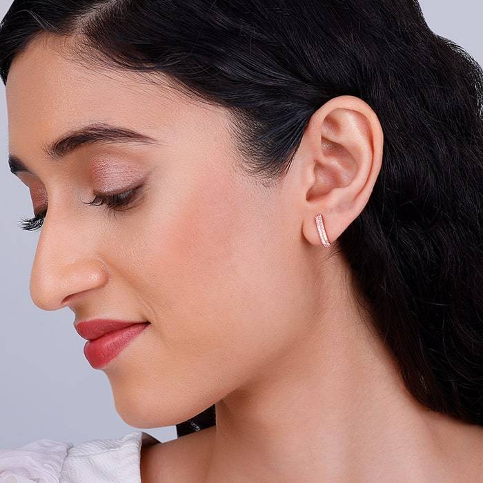Giva 925 Silver Rose Gold Slender Earrings : ER02519