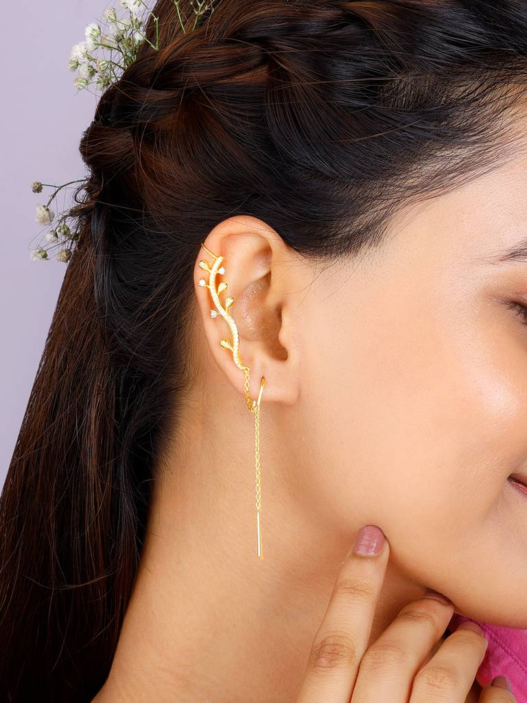 Giva 925 Sterling Silver Bhumi Golden Bell Mallow Floral Cuff