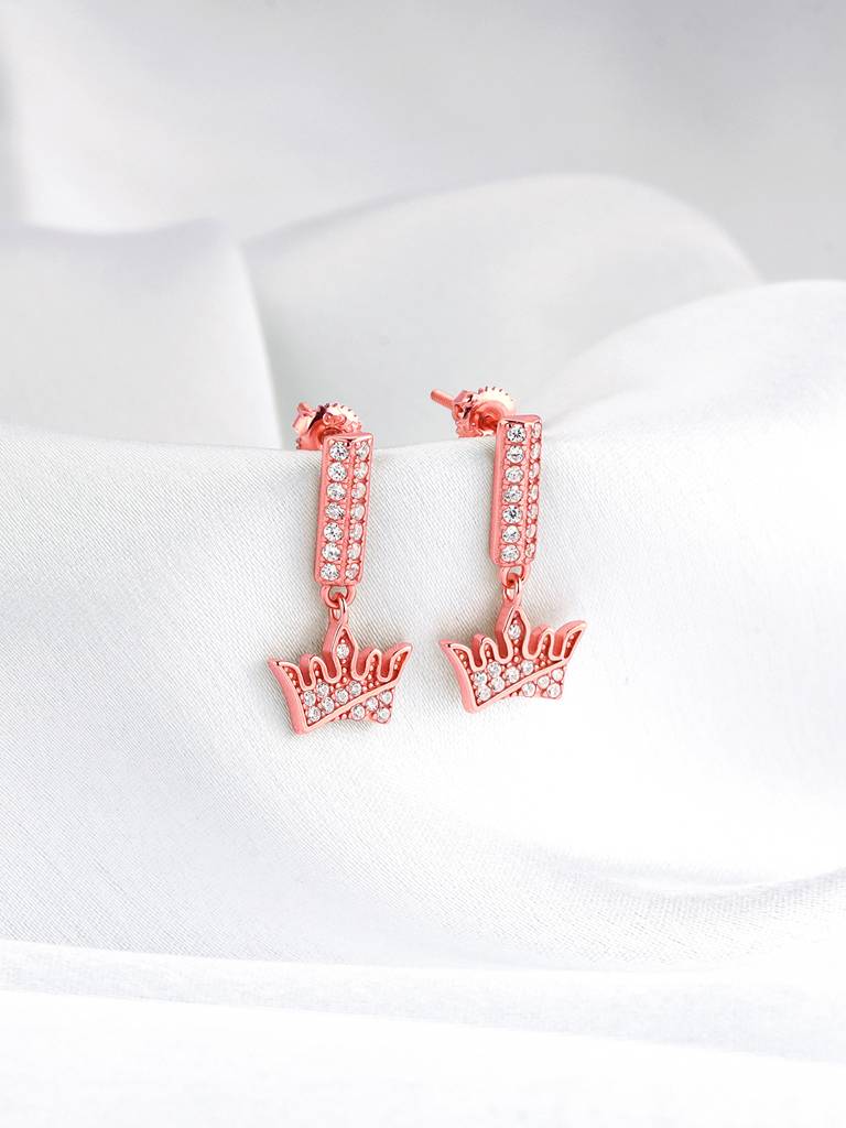 Giva 925 Silver Rose Gold Crown Earrings : ER02523