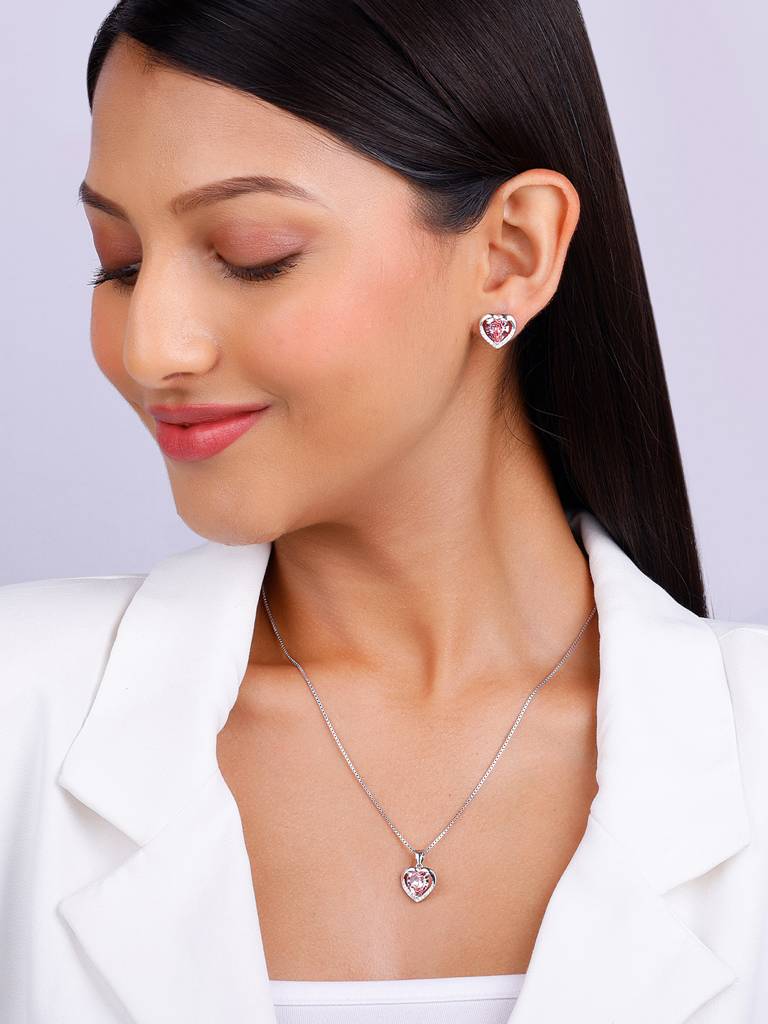 925 Silver Valentine Set Of Two For Women And Girls : ER02524PD088