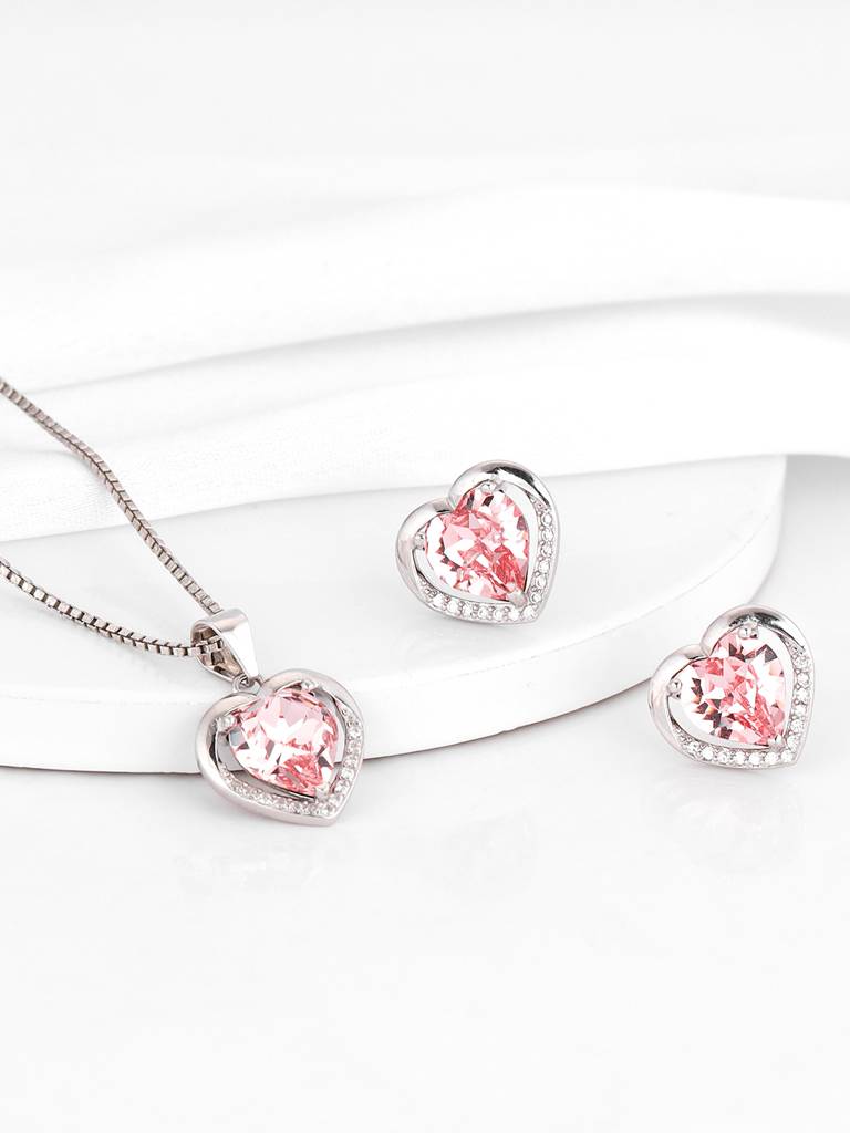 925 Silver Valentine Set Of Two For Women And Girls : ER02524PD088