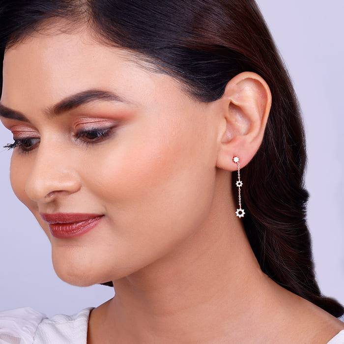Giva 925 Sterling Silver Rose Gold Flower Charm Earrings| Drops To Gift Women & Girls | Wi : ER02527
