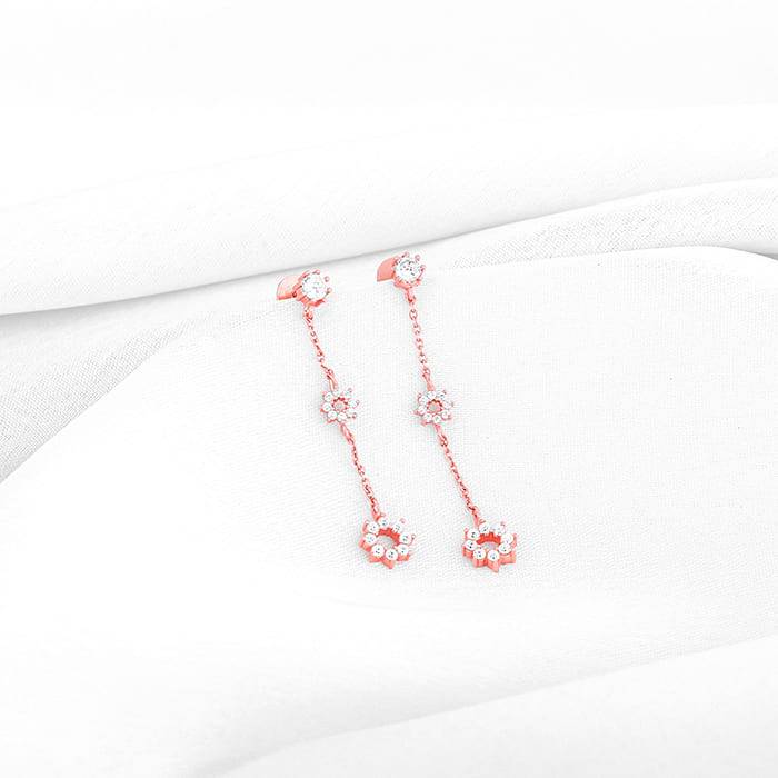 Giva 925 Sterling Silver Rose Gold Flower Charm Earrings| Drops To Gift Women & Girls | Wi : ER02527