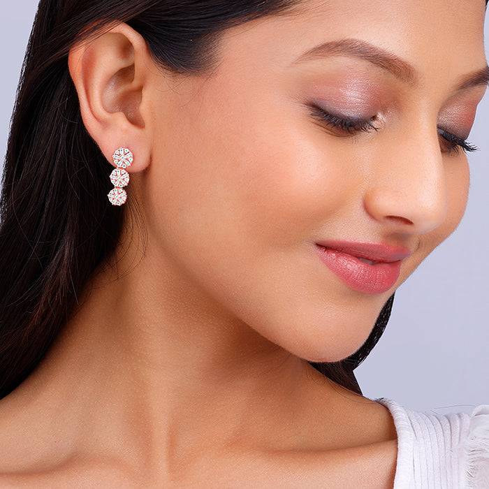 Giva 925 Silver Rose Gold Studded Flower Earrings : ER02530