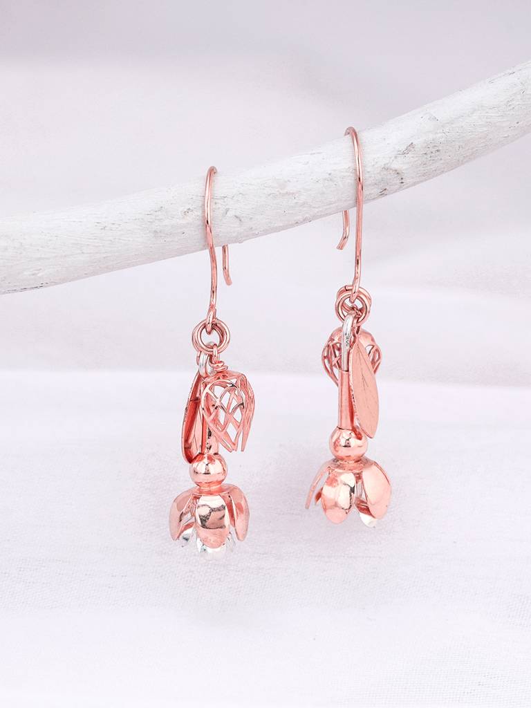 Giva 925 Sterling Silver Bhumi Rose Gold Blooming Brahma Earring