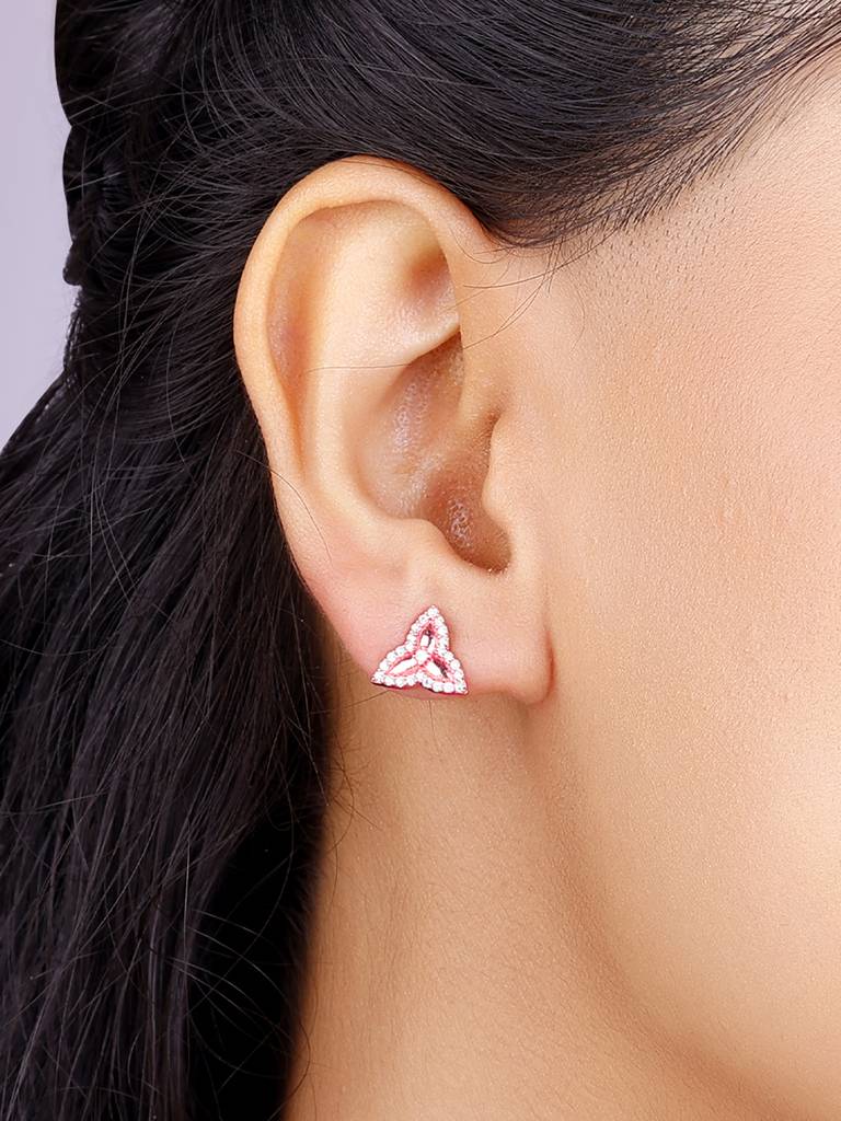 Giva 925 Sterling Silver Bhumi Rose Gold Trillium Trifecta Earrings