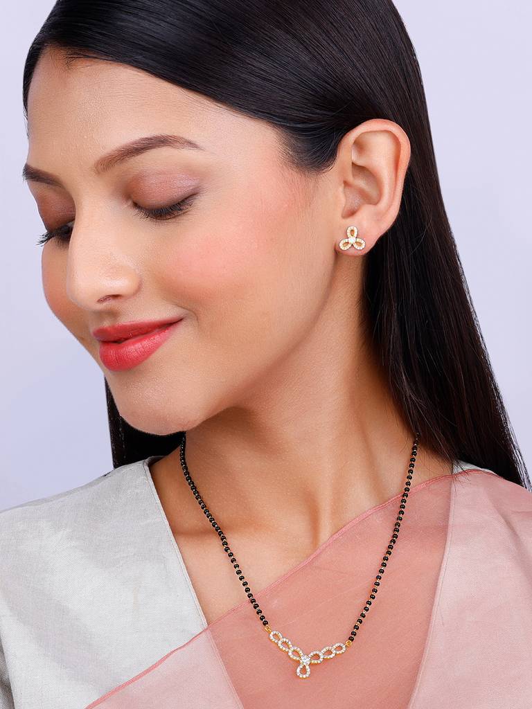 925 Silver Golden Trifecta Love Mangalsutra Set For Women And Girls : ER02559PD0753