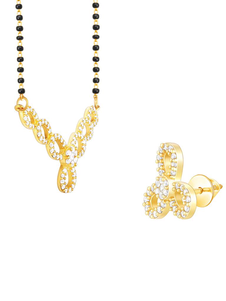 925 Silver Golden Trifecta Love Mangalsutra Set For Women And Girls : ER02559PD0753