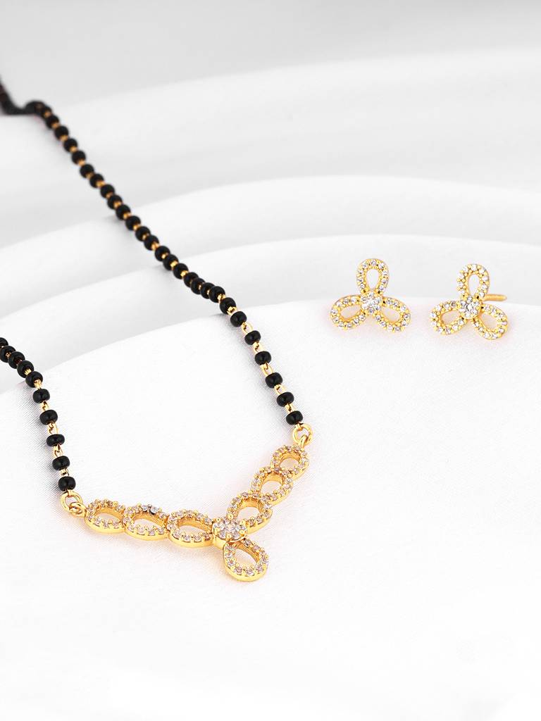 925 Silver Golden Trifecta Love Mangalsutra Set For Women And Girls : ER02559PD0753