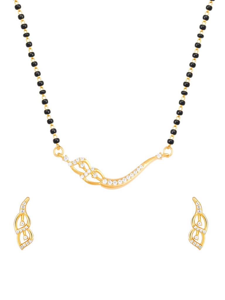 925 Silver Golden Match Made In Heaven Mangalsutra Set For Women And Girls : ER02561PD0752