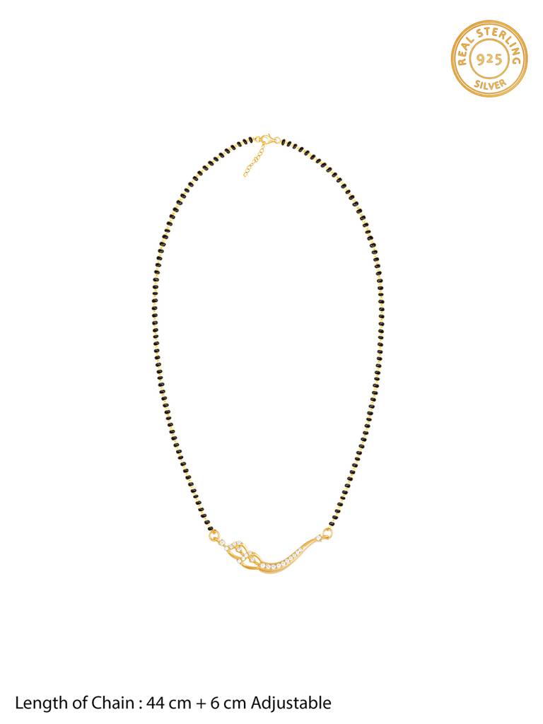 925 Silver Golden Match Made In Heaven Mangalsutra Set For Women And Girls : ER02561PD0752