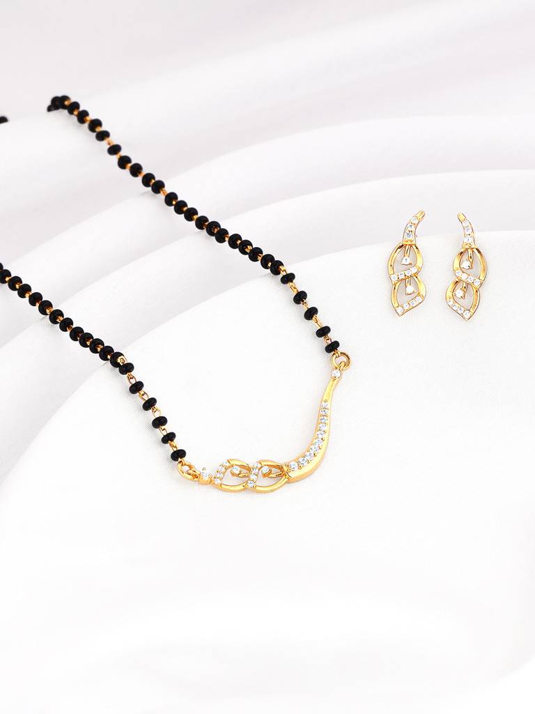 925 Silver Golden Match Made In Heaven Mangalsutra Set For Women And Girls : ER02561PD0752
