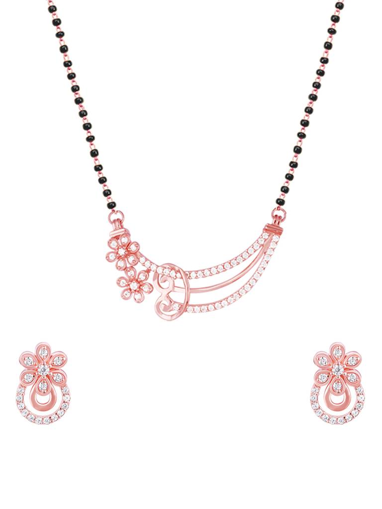 925 Silver Rose Gold Binding Love Mangalsutra Set For Women And Girls : ER02562PD0725