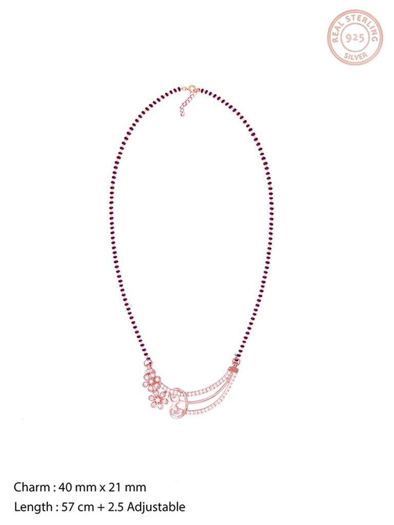925 Silver Rose Gold Binding Love Mangalsutra Set For Women And Girls : ER02562PD0725