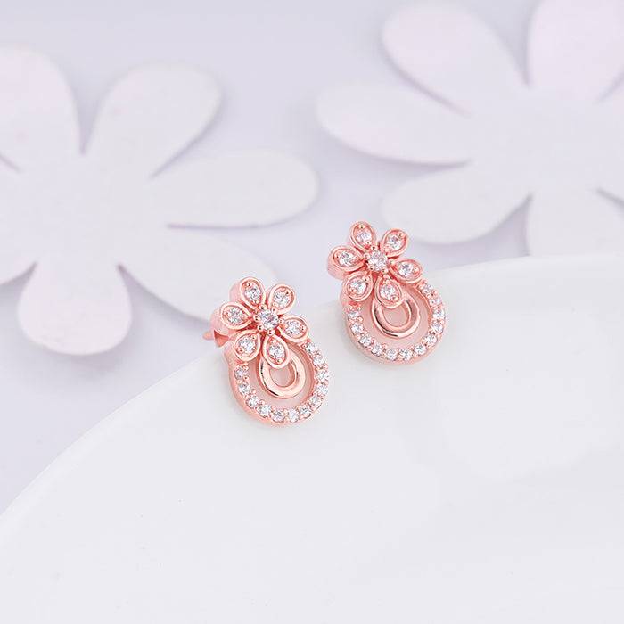 Giva 925 Sterling Silver Rose Gold Floral Arch Earrings| Drops To Gift Women & Girls | Wit : ER02562