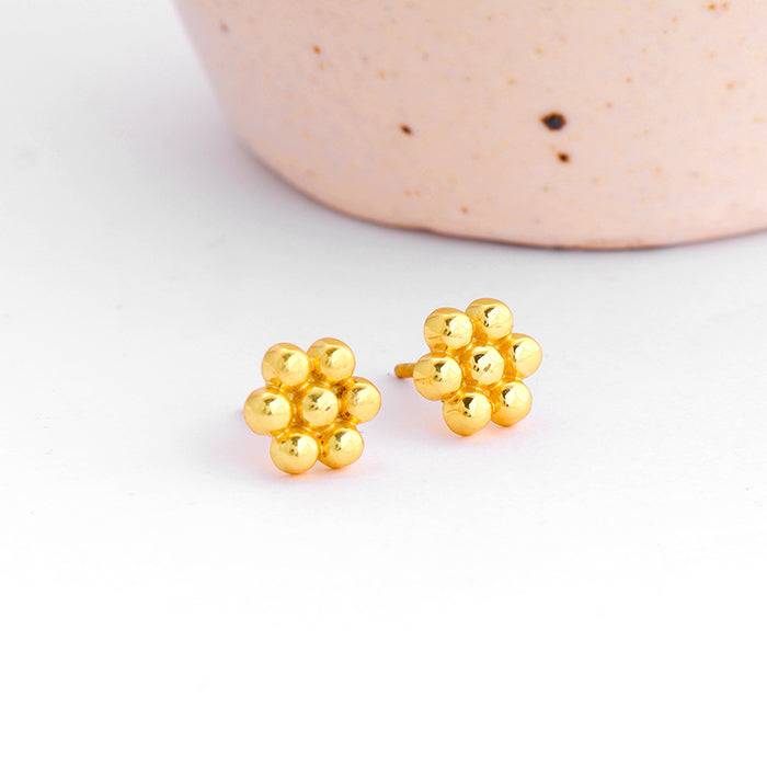 Giva 925 Sterling Silver Golden Bead Earrings| Drops To Gift Women & Girls | With Certific : ER02563