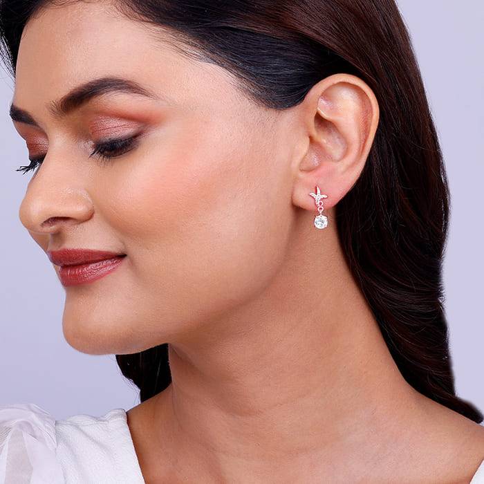 Giva 925 Sterling Silver Rose Gold Twigs Of Twinkle Earrings| Drops To Gift Women & Girls  : ER02564