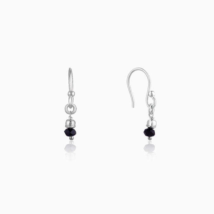 Giva 925 Silver Black Drop Hoop Earrings : ER02565