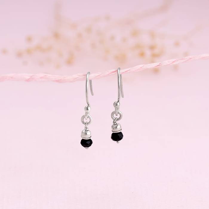 Giva 925 Silver Black Drop Hoop Earrings : ER02565