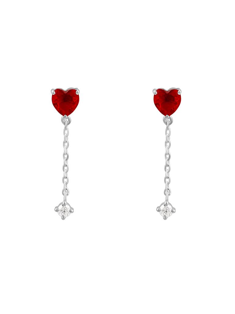 925 Silver Heart Drop Danglers For Womens And Girls : ER02568