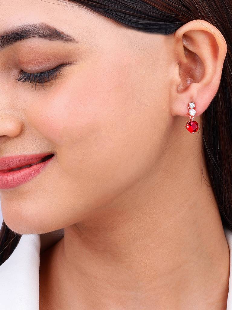 925 Silver Rose Gold Lovely Earrings For Womens And Girls : ER02572