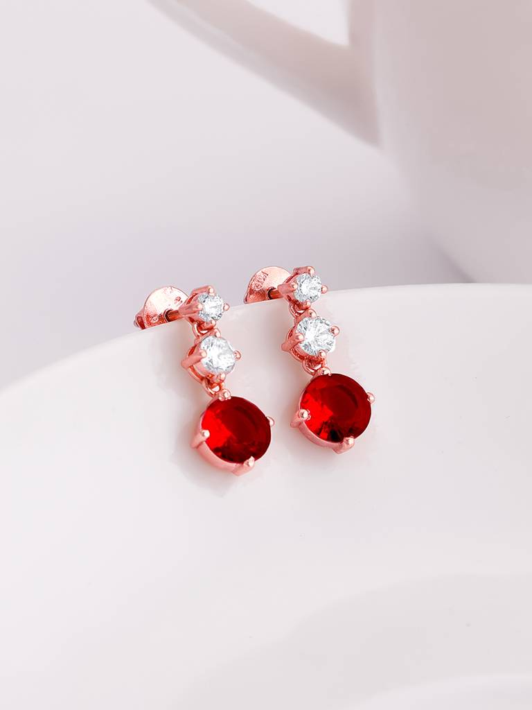 925 Silver Rose Gold Lovely Earrings For Womens And Girls : ER02572