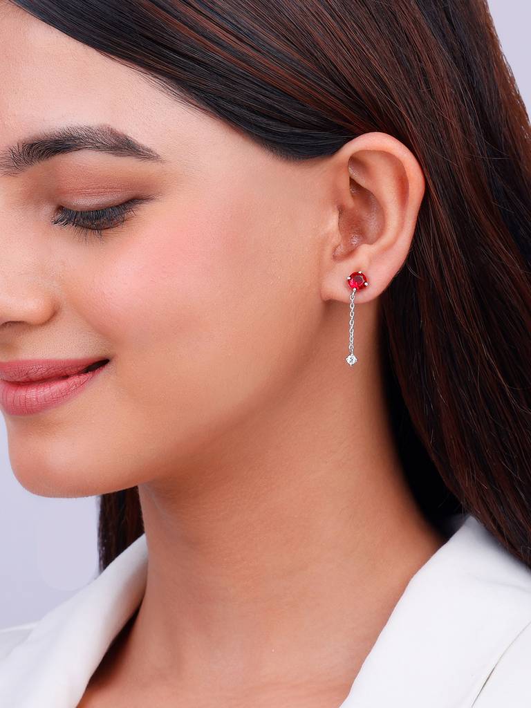925 Silver Cherry Drop Danglers For Womens And Girls : ER02573