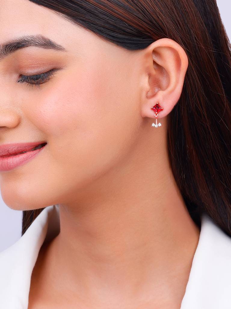925 Silver Rose Gold Falling For You Earrings For Womens And Girls : ER02576