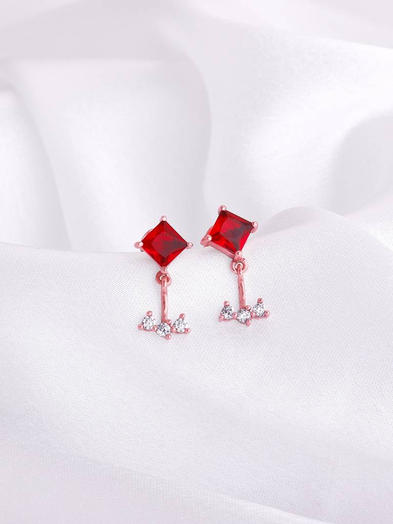 925 Silver Rose Gold Falling For You Earrings For Womens And Girls : ER02576