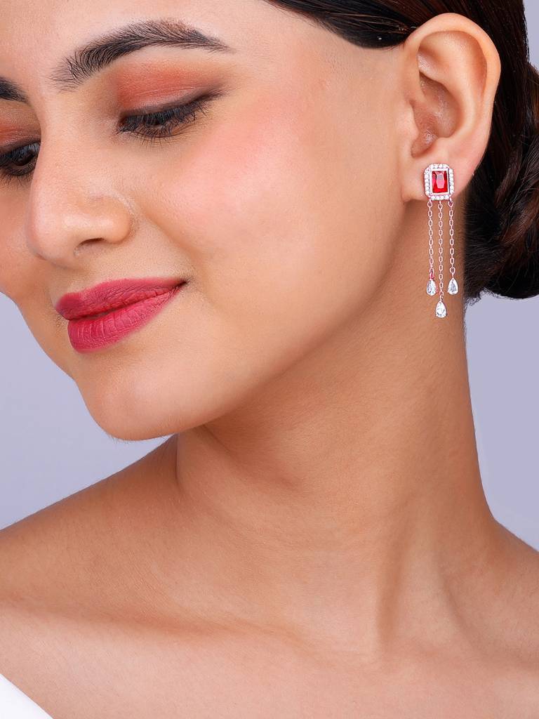 925 Silver Rose Gold Raining Love Earrings For Womens And Girls : ER02581