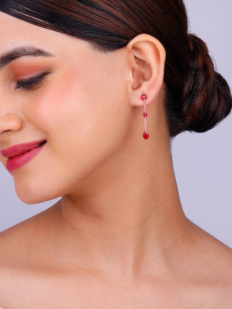 925 Silver Rose Gold Queen Of Love Earrings For Womens And Girls : ER02583