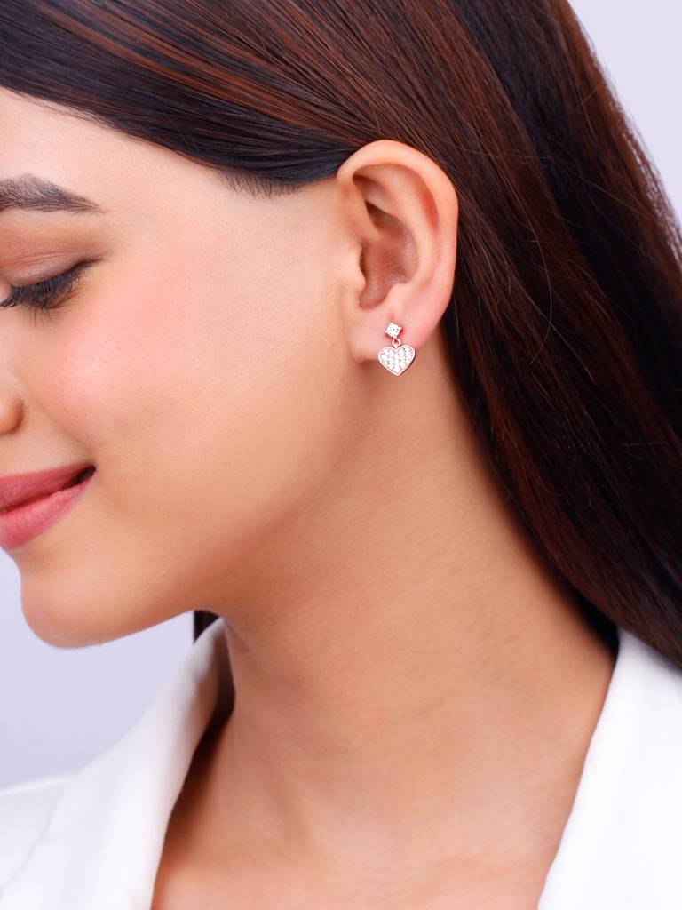 925 Silver Rose Gold Pretty Girl Earrings For Womens And Girls : ER02586