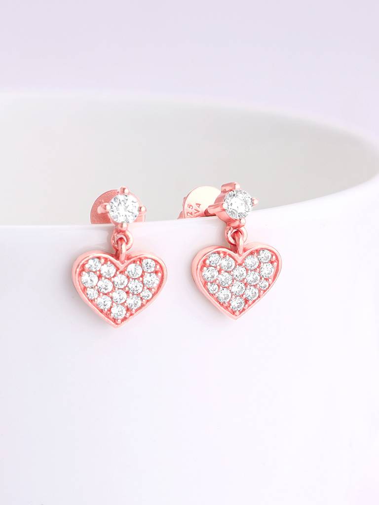 925 Silver Rose Gold Pretty Girl Earrings For Womens And Girls : ER02586