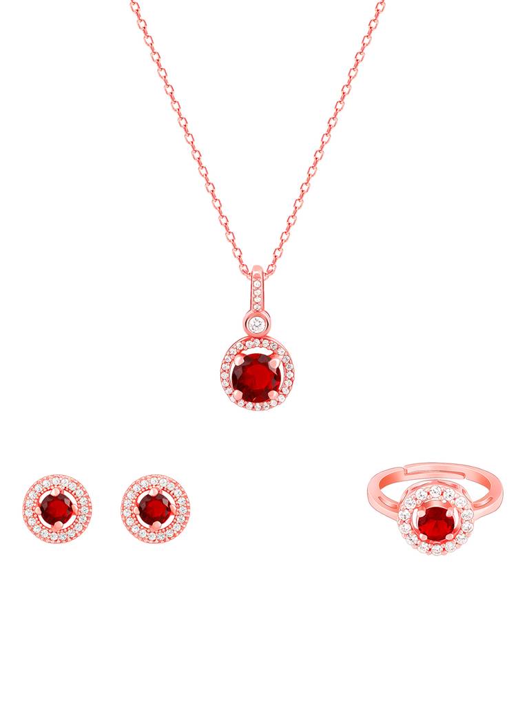 925 Silver Rose Gold One And Only Set Of Three For Women And Girls : ER02587PD02347R01656
