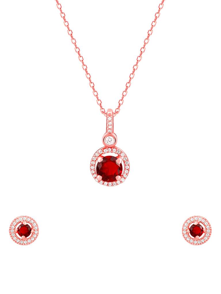 925 Silver Rose Gold One And Only Set For Women And Girls : ER02587PD02347