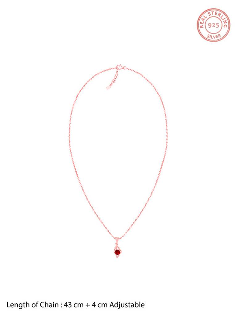 925 Silver Rose Gold Falling Dew In Red Set For Women And Girls : ER02592PD02346